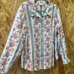 Spartina 449 100% Linen Floral Button-Down, XL